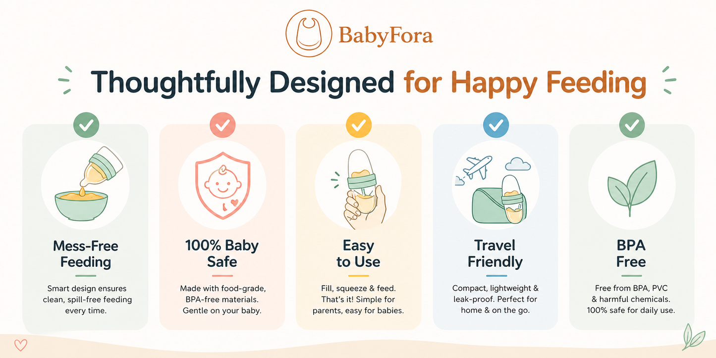 BabyFora Mess-Free Silicone Baby Feeder Bottle