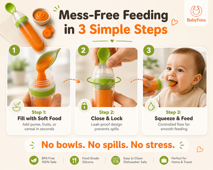 BabyFora Mess-Free Silicone Baby Feeder Bottle