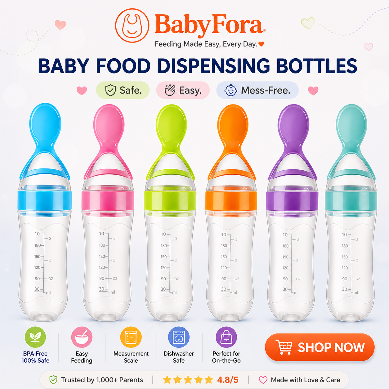 BabyFora Mess-Free Silicone Baby Feeder Bottle